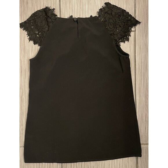 St. John Black Bateau Neckline With Lace Blouse Size P Luxury Old Money - Picture 5 of 8